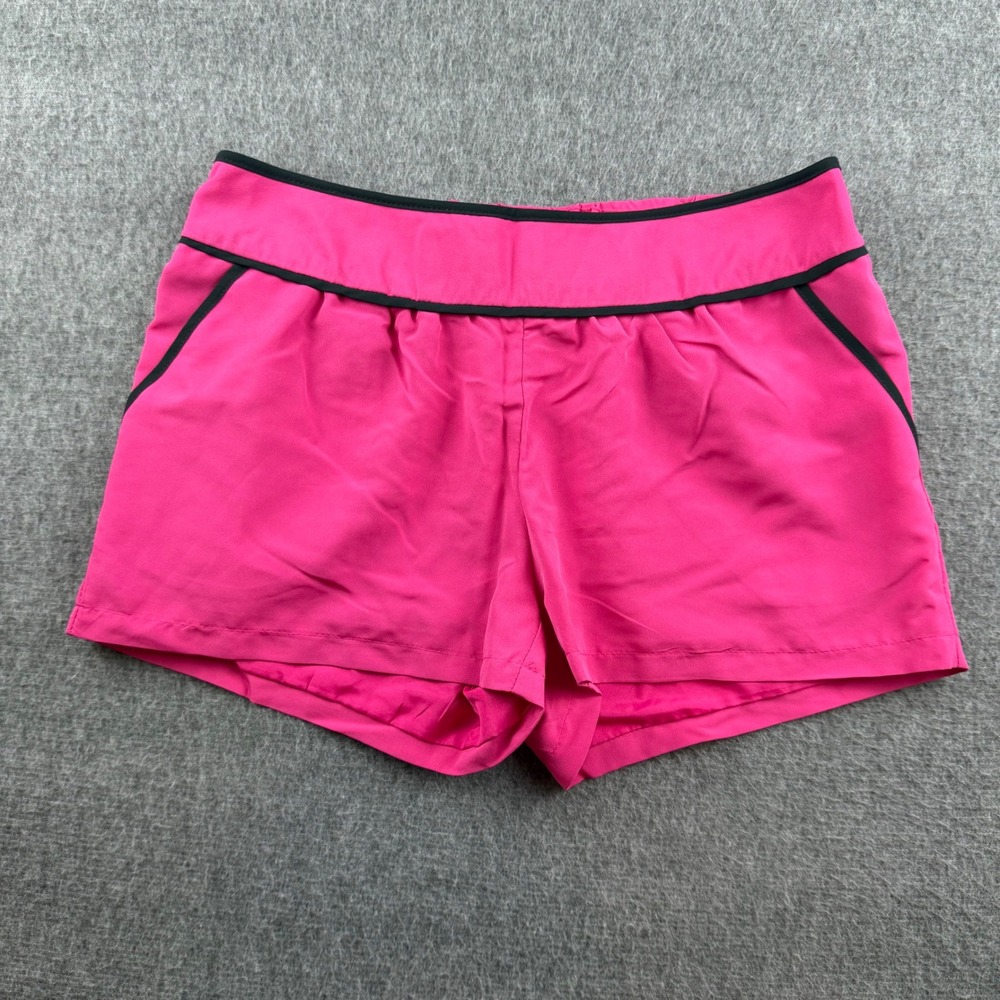 Mossimo Athletic Shorts Women XS Pink Black Trim Elastic Waist Pockets Sporty